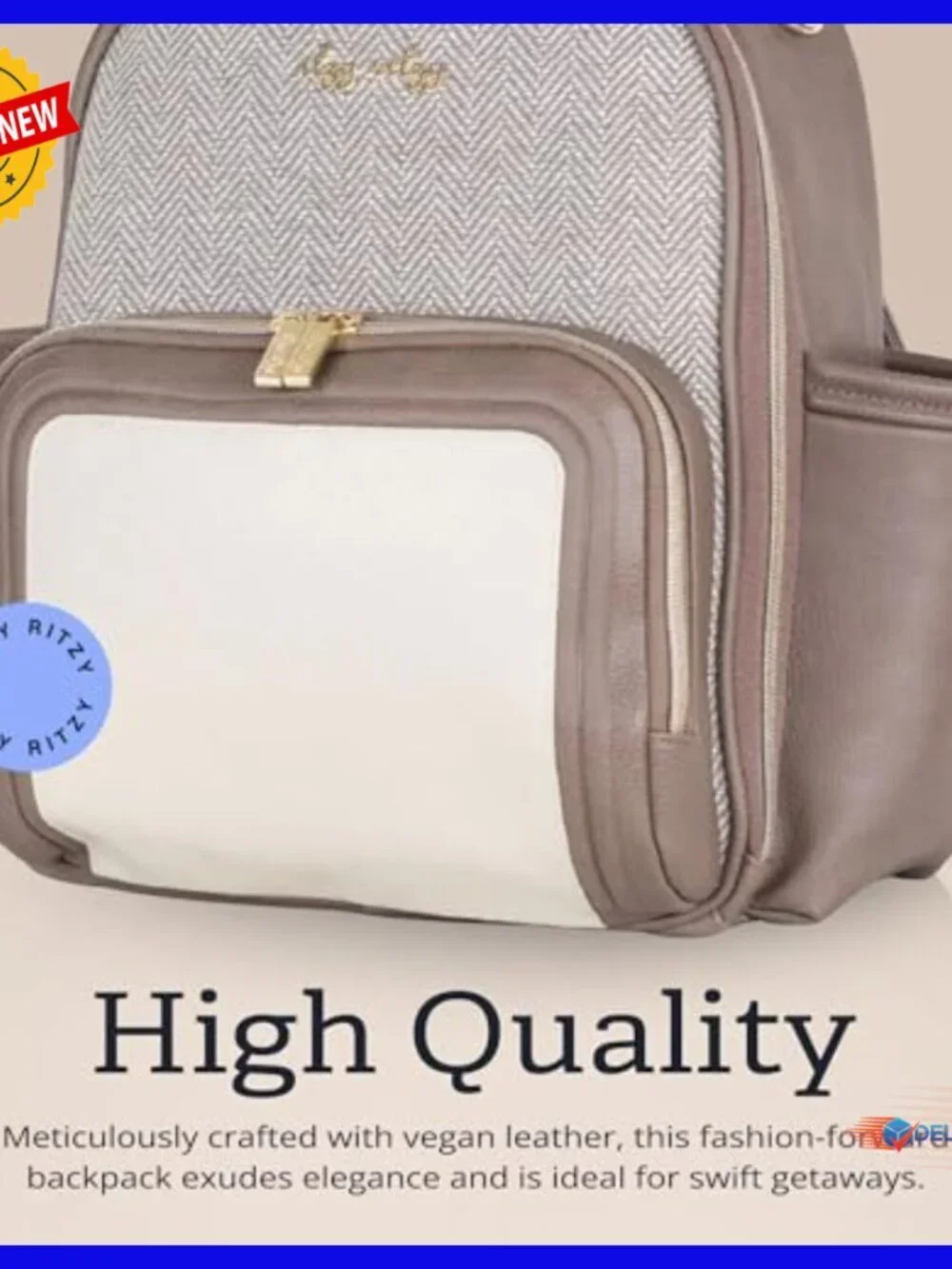 Mini Diaper Bag Backpack Vegan Leather 10 Pockets Changing Pad Travel